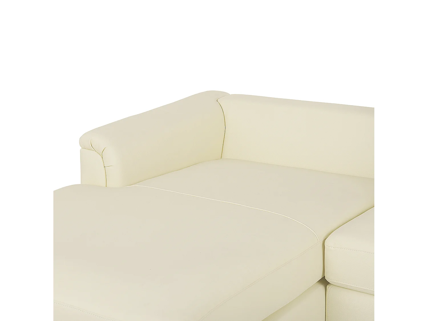 Canapé Angle à gauche en Cuir Véritable Beige Dossier Matelassé Housses Amovibles Oslo