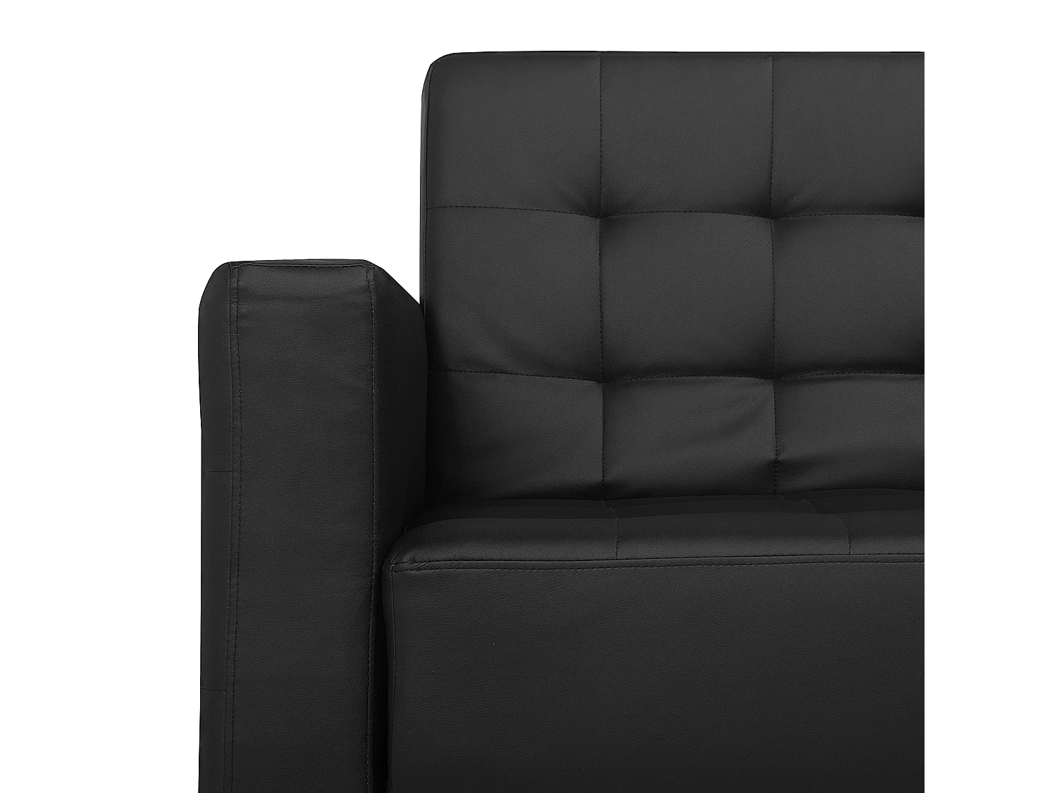 Canapé-lit d'angle modulable 4 places ABERDEEN Cuir PU Noir avec ottoman Côté droite