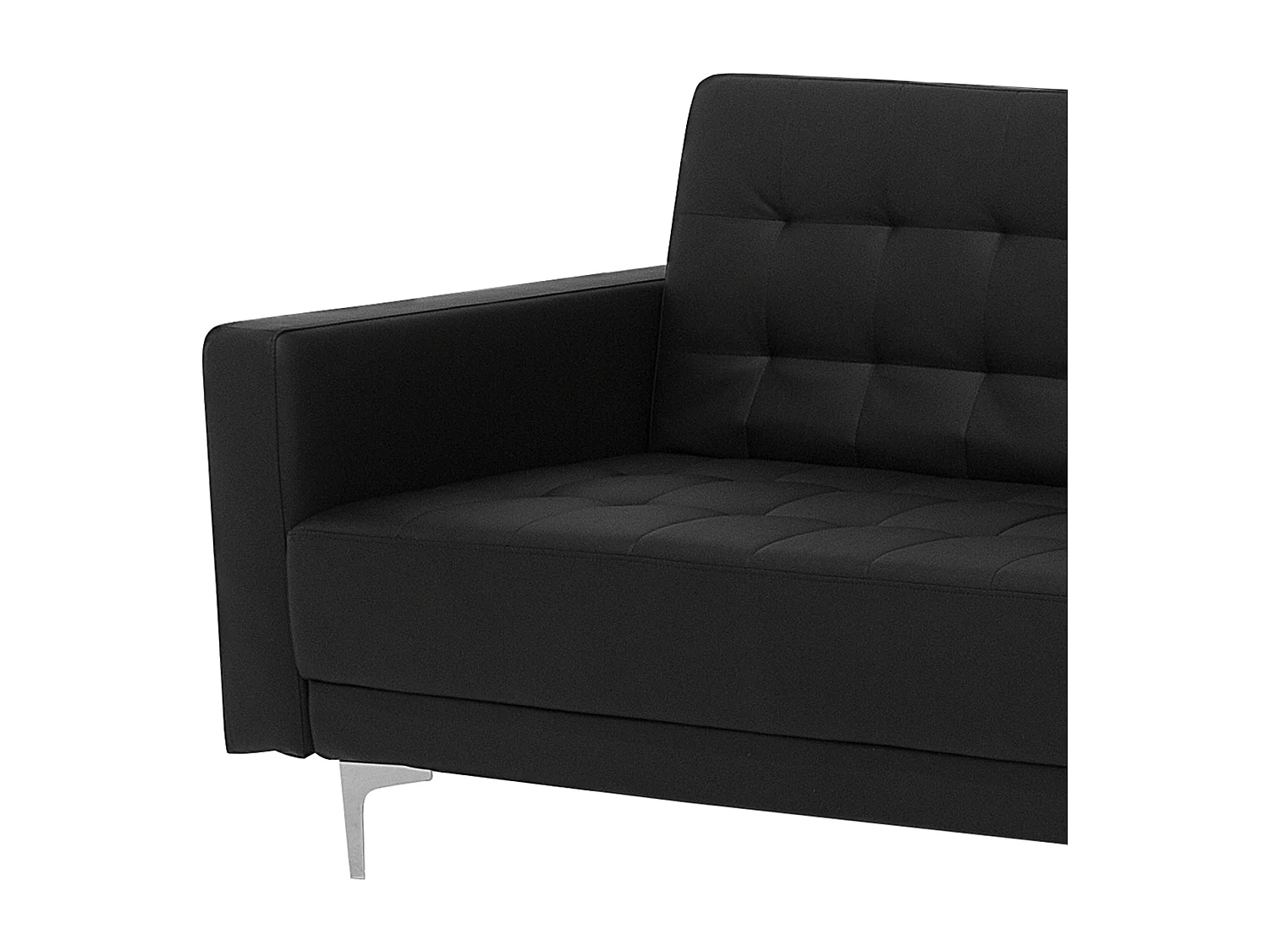 Canapé-lit d'angle modulable 4 places ABERDEEN Cuir PU Noir avec ottoman Côté gauche
