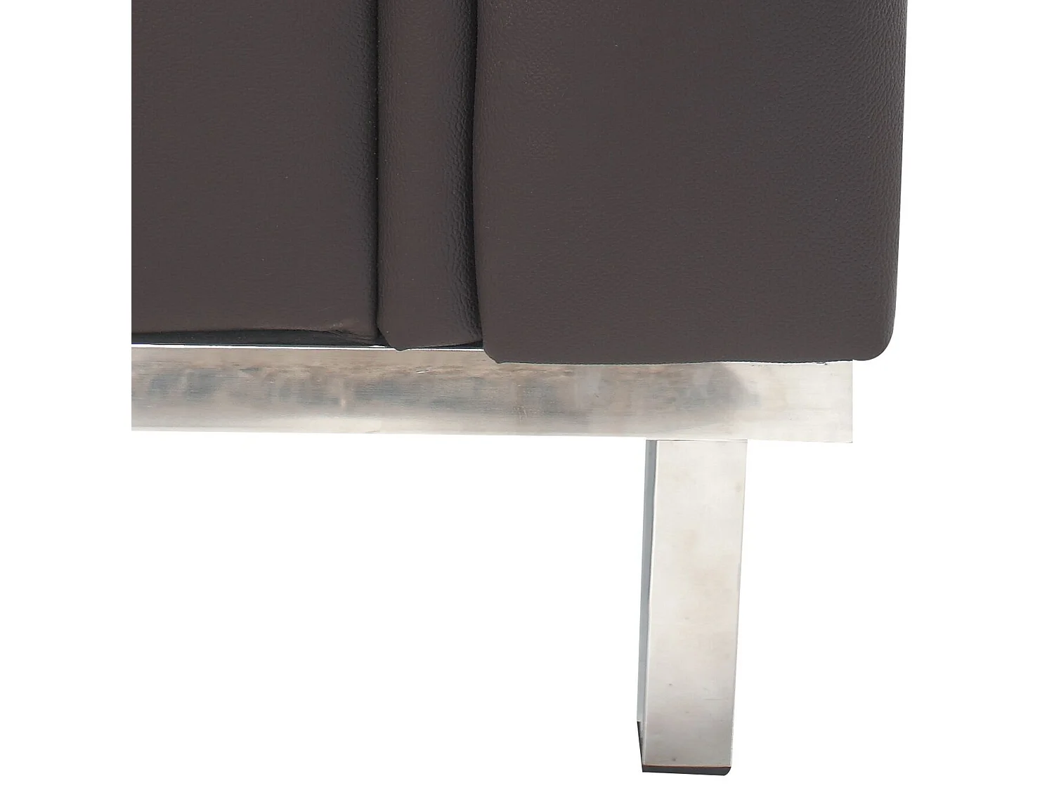 Canapé Angle à gauche en Cuir Véritable Marron et Pouf Ottoman Housses Amovibles Oslo