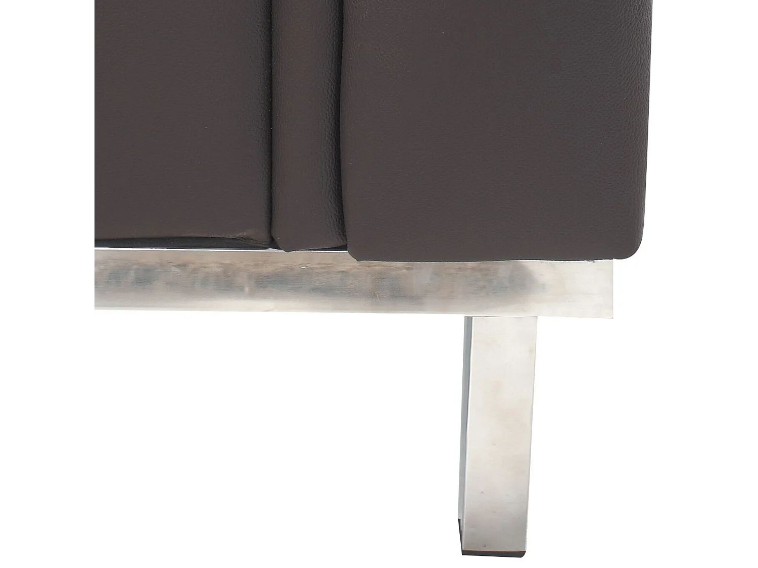 Canapé Angle à gauche en Cuir Véritable Marron et Pouf Ottoman Housses Amovibles Oslo