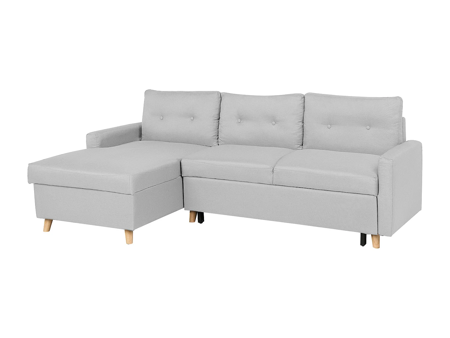 - Canapé Angle à gauche - Flakk - Tissu, Gris Clair