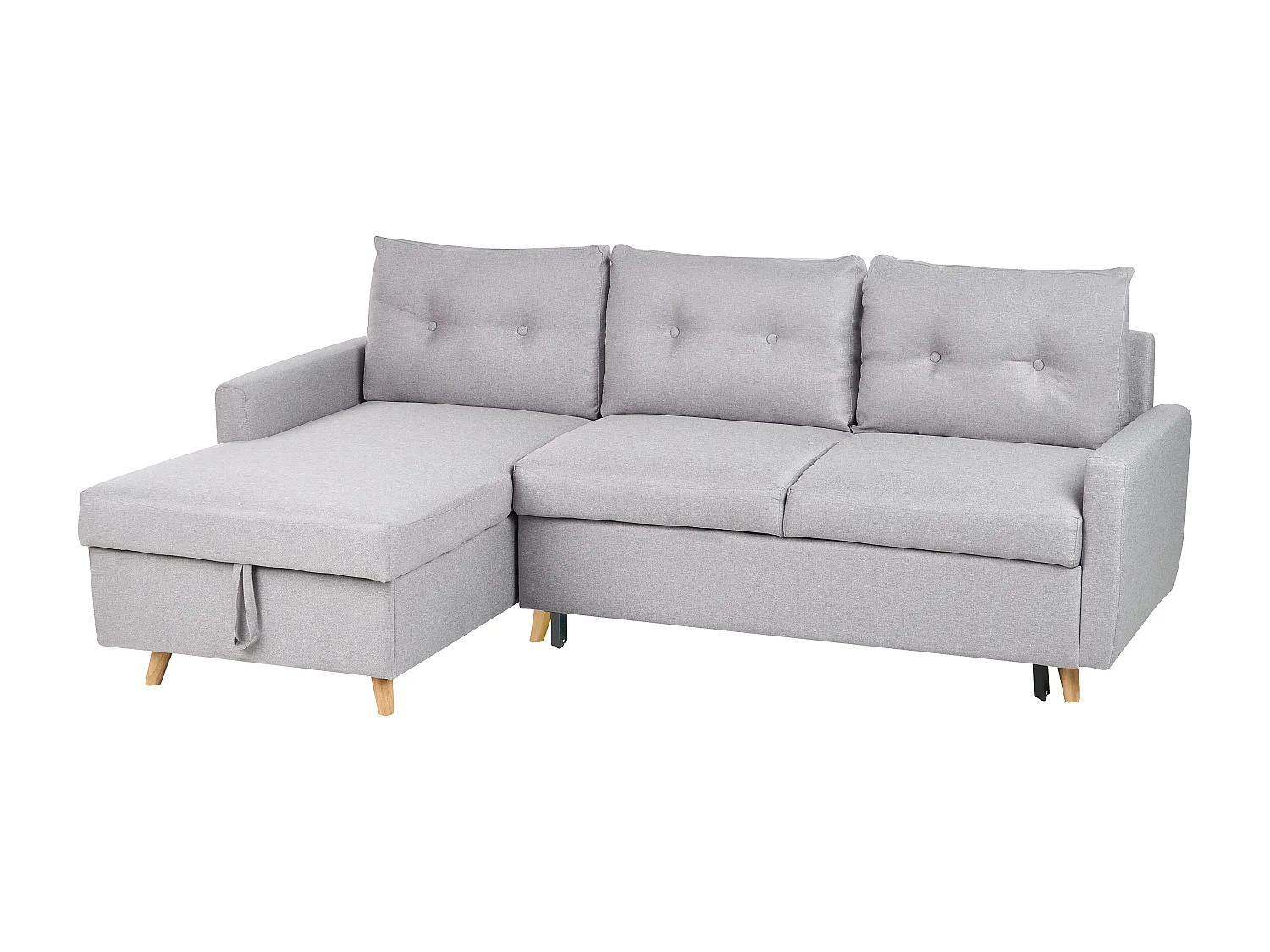 Divano letto angolare FLAKK Tessuto Grigio chiaro con contenitore 4 posti Lato destro