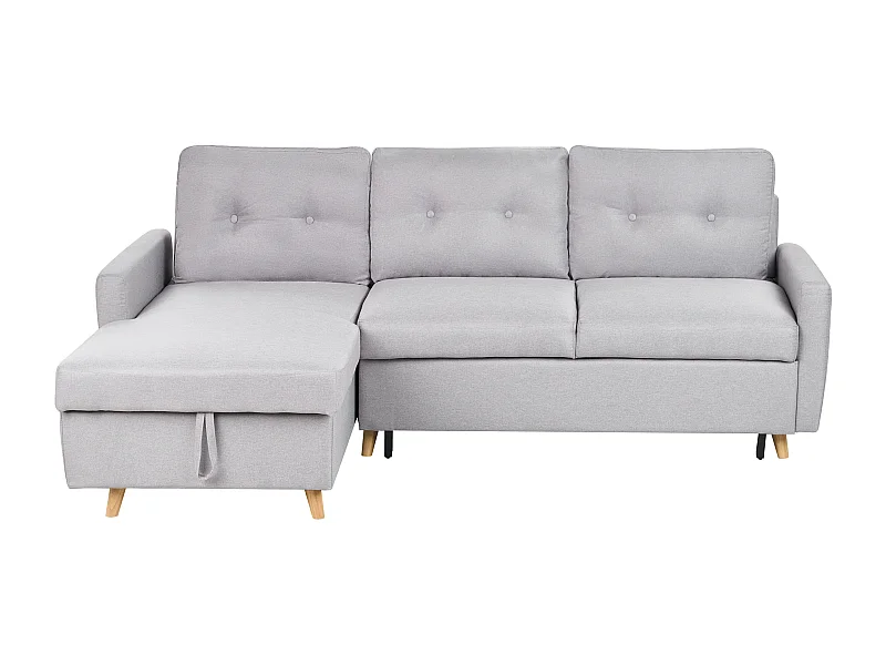 - Canapé Angle à gauche - Flakk - Tissu, Gris Clair