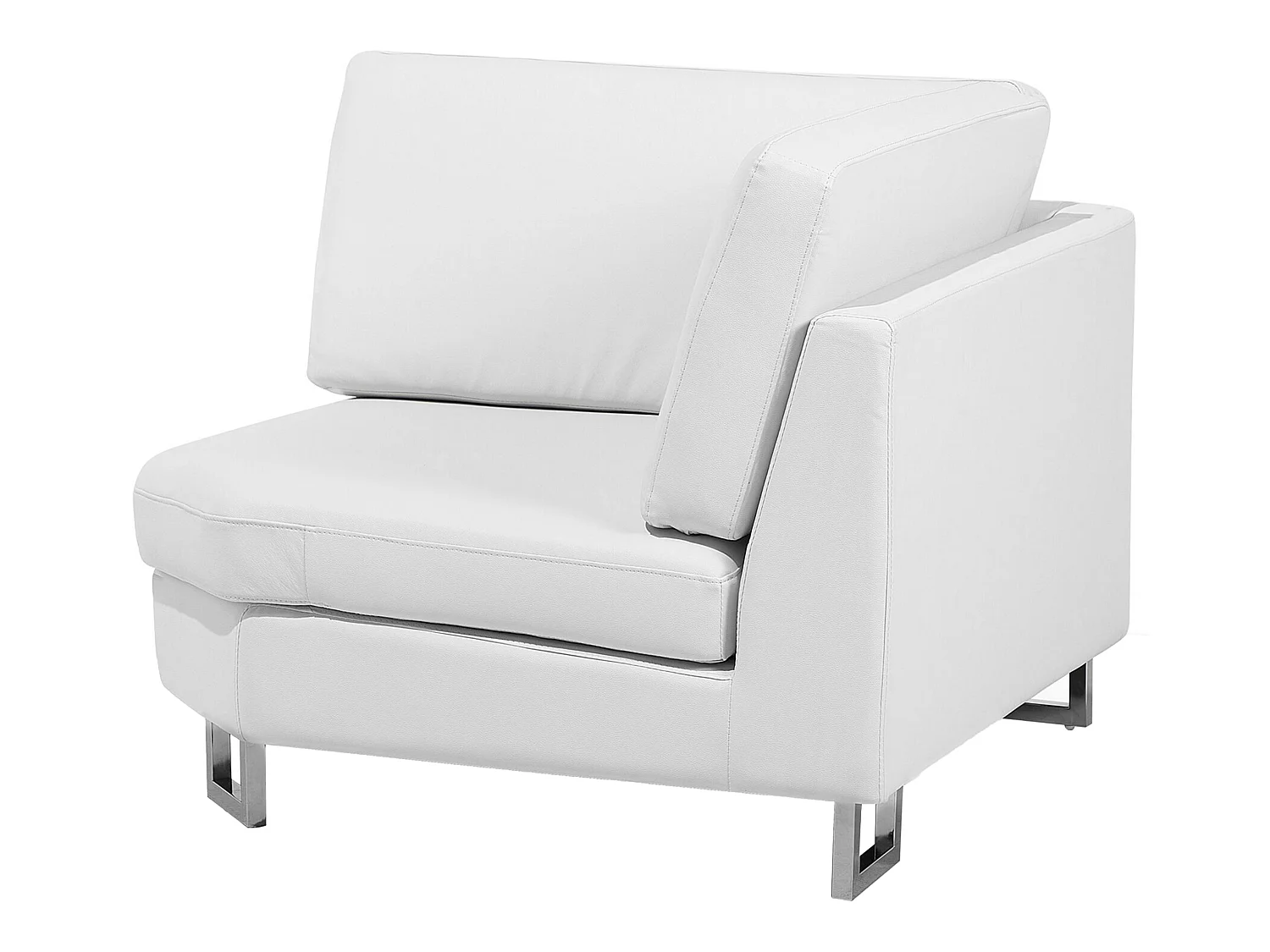Canapé d'Angle à Droite en Cuir Blanc avec Appui-Tête Réglable Taies Lavables Stockholm