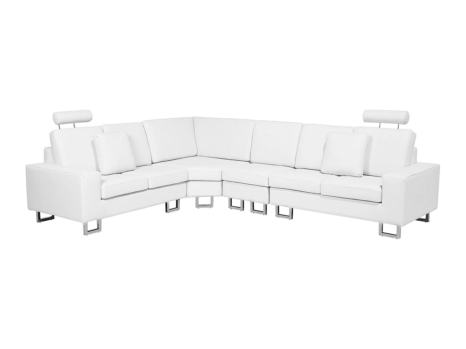Canapé d'Angle à Droite en Cuir Blanc avec Appui-Tête Réglable Taies Lavables Stockholm