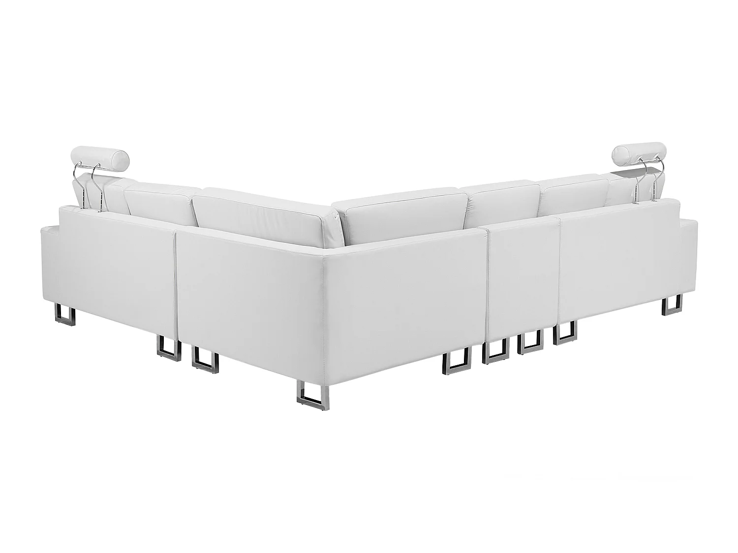 Canapé d'Angle à Droite en Cuir Blanc avec Appui-Tête Réglable Taies Lavables Stockholm