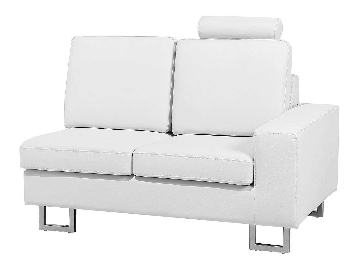 Canapé d'Angle à Droite en Cuir Blanc avec Appui-Tête Réglable Taies Lavables Stockholm