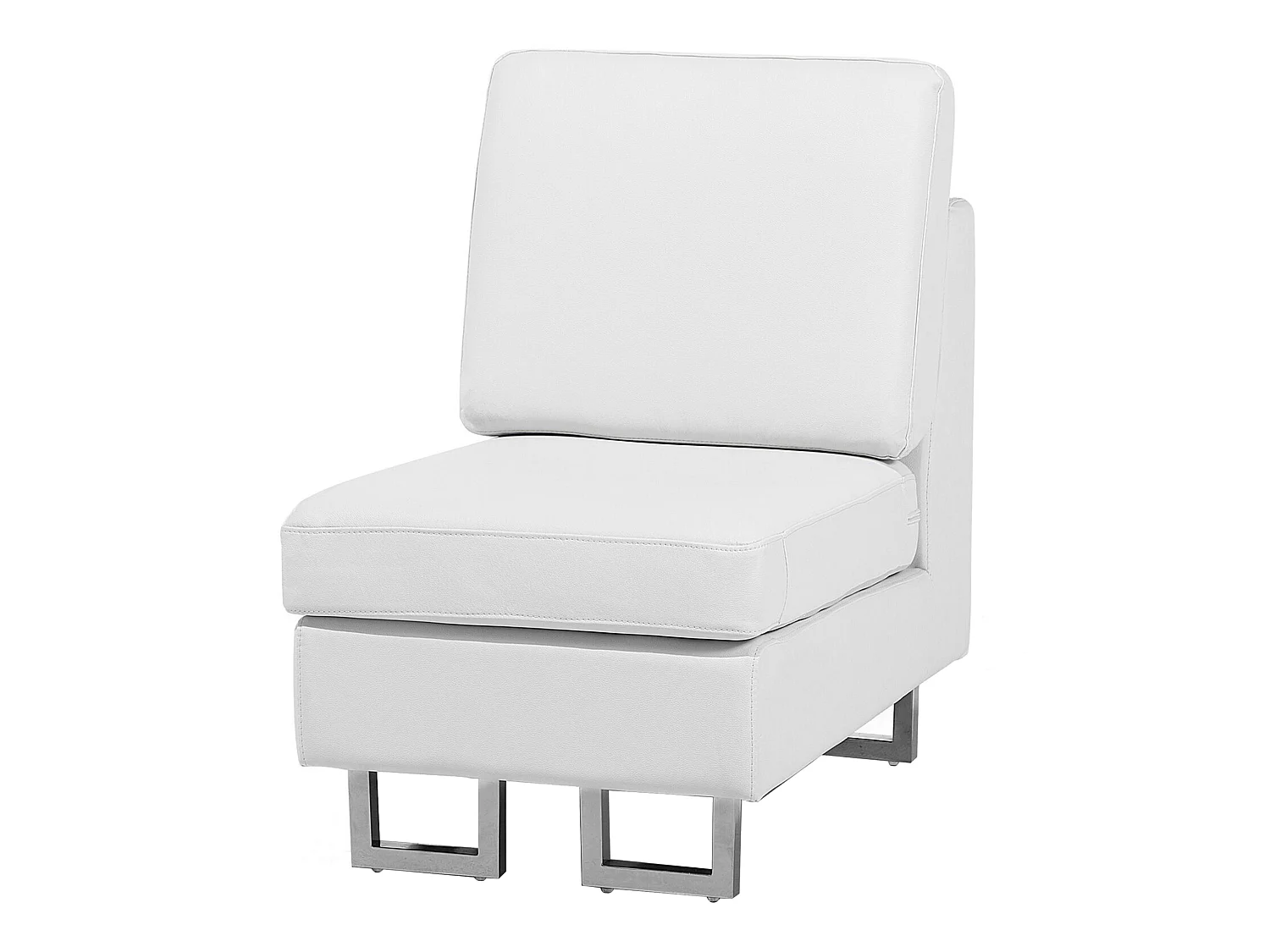 Canapé d'Angle à Droite en Cuir Blanc avec Appui-Tête Réglable Taies Lavables Stockholm