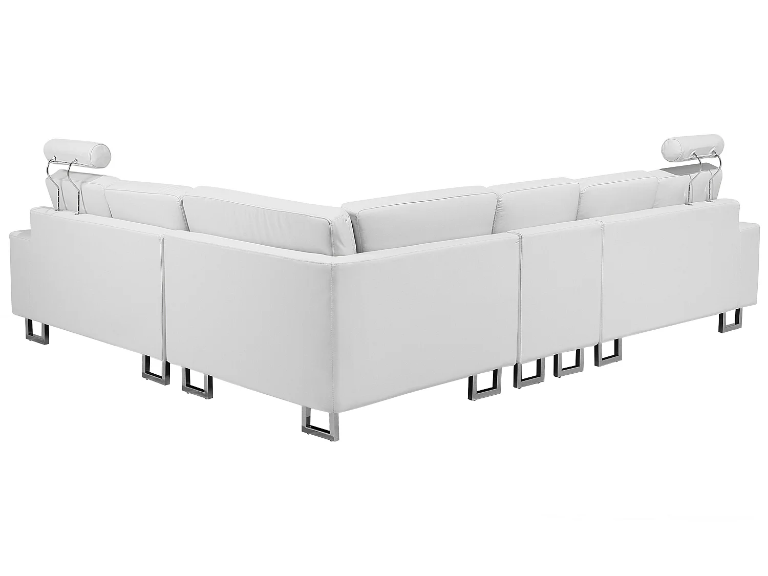 Canapé d'Angle à Droite en Cuir Blanc avec Appui-Tête Réglable Taies Lavables Stockholm