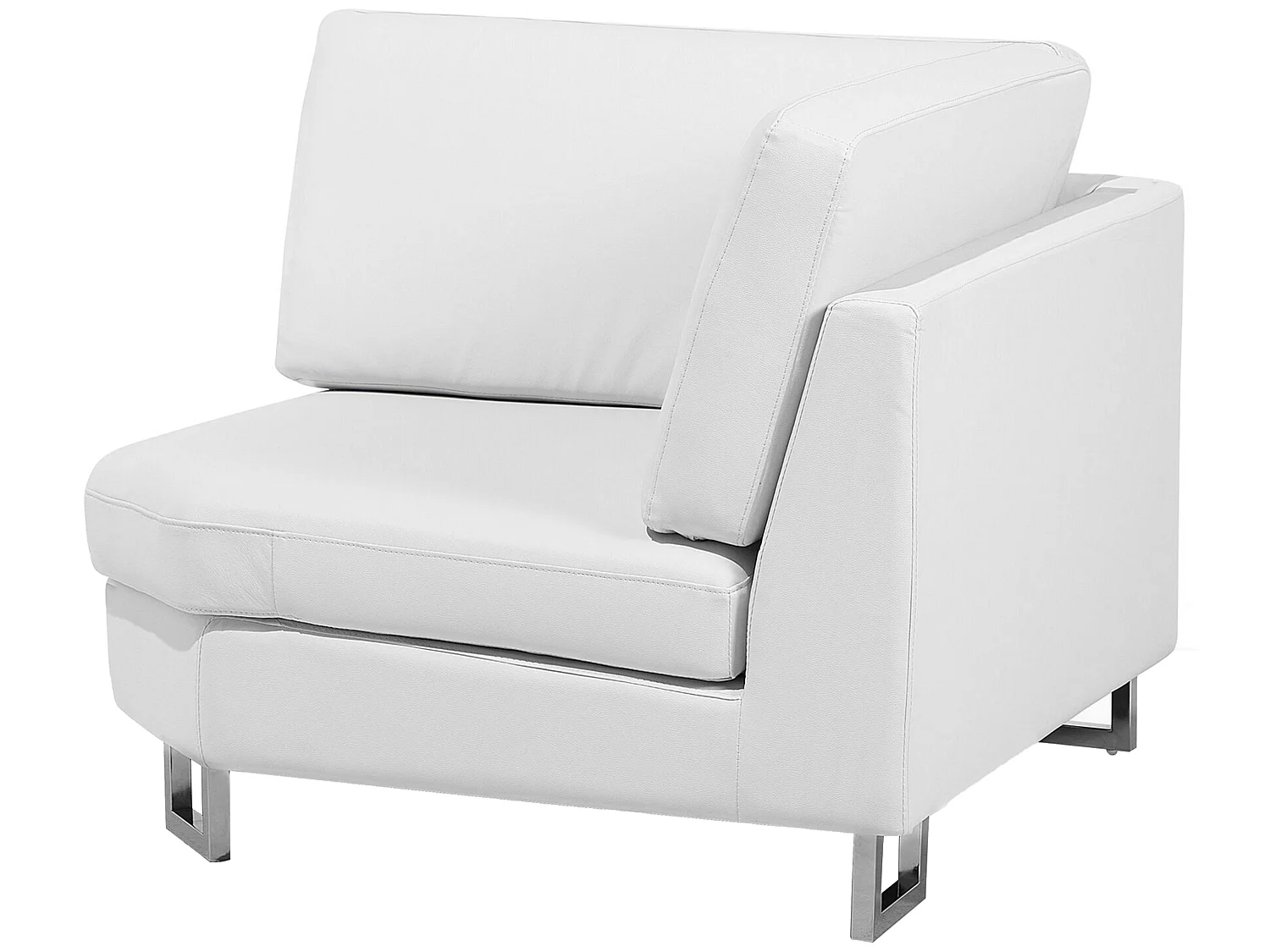 Canapé d'Angle à Droite en Cuir Blanc avec Appui-Tête Réglable Taies Lavables Stockholm