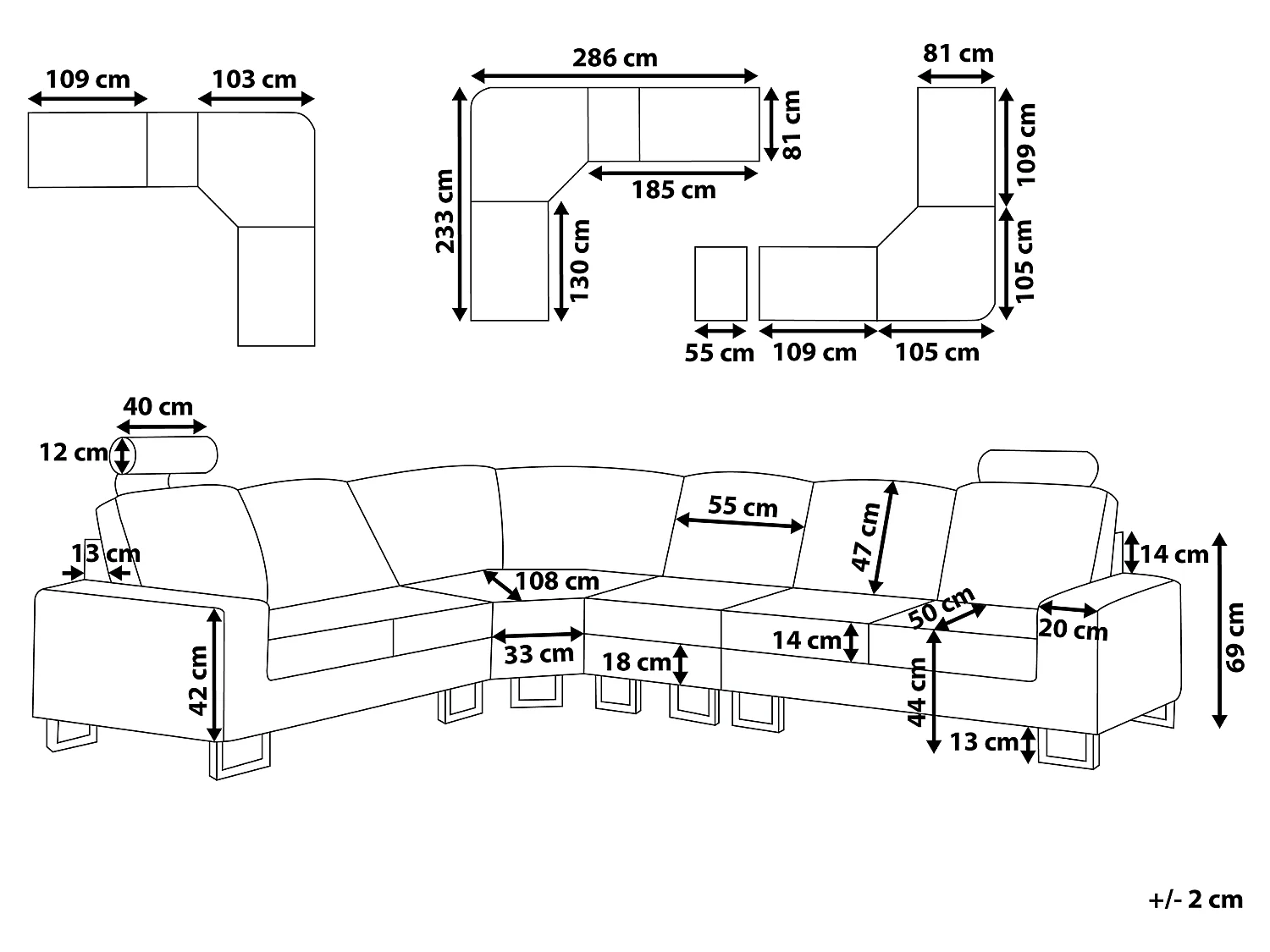Hoekbank leer wit rechtszijdig STOCKHOLM