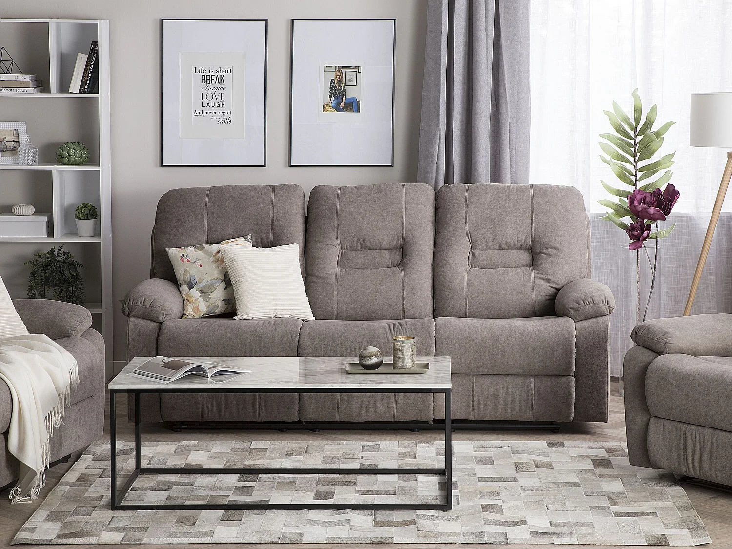 Klassischer 3-Sitzer Sofa Polsterbezug taupe beige verstellbar Bergen