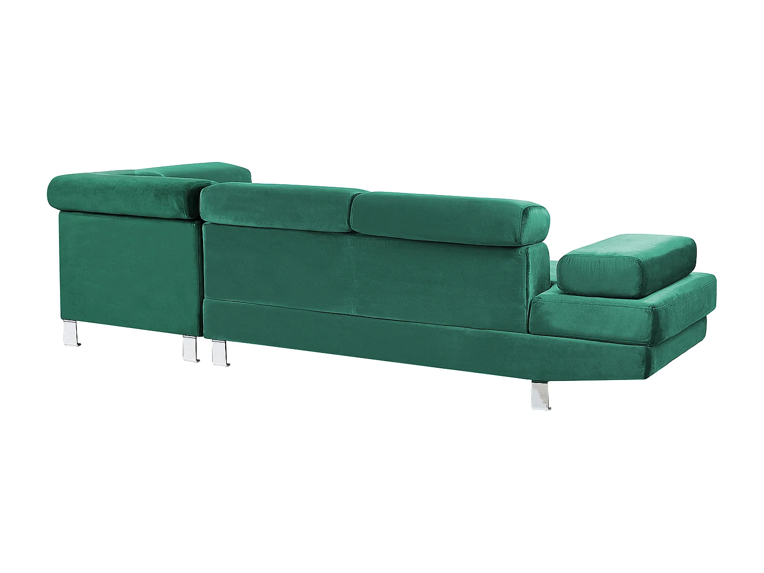 5-Sitzer Ecksofa Samt Smaragd Grün mit Chaiselongue links modern Norrea