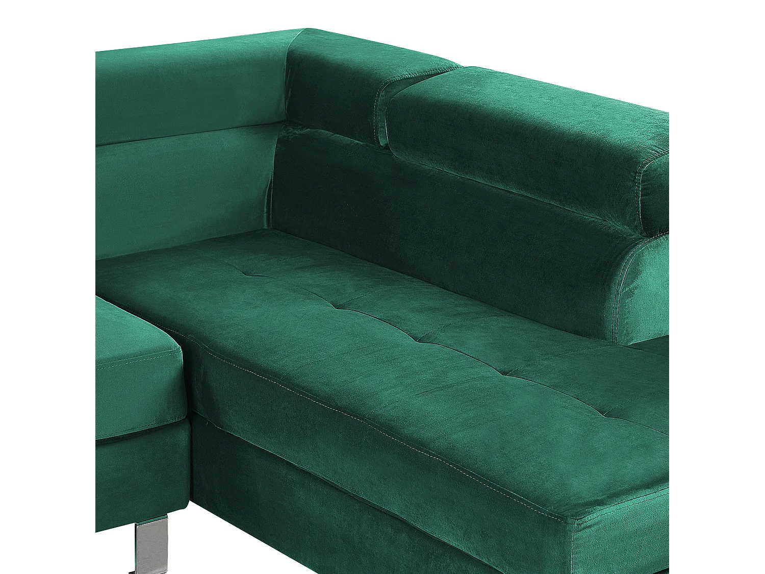 5-Sitzer Ecksofa Samt Smaragd Grün mit Chaiselongue links modern Norrea