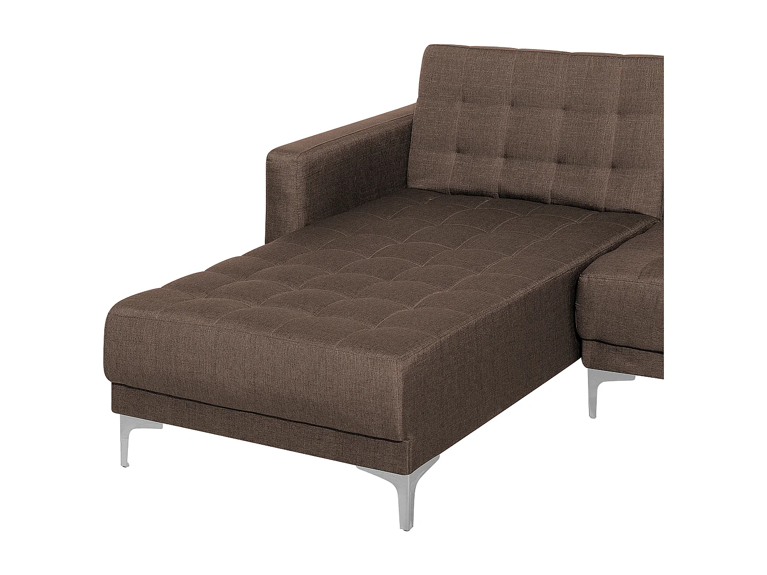 Canapé-lit d'angle modulable 4 places ABERDEEN Tissu Marron foncé avec ottoman Côté droit