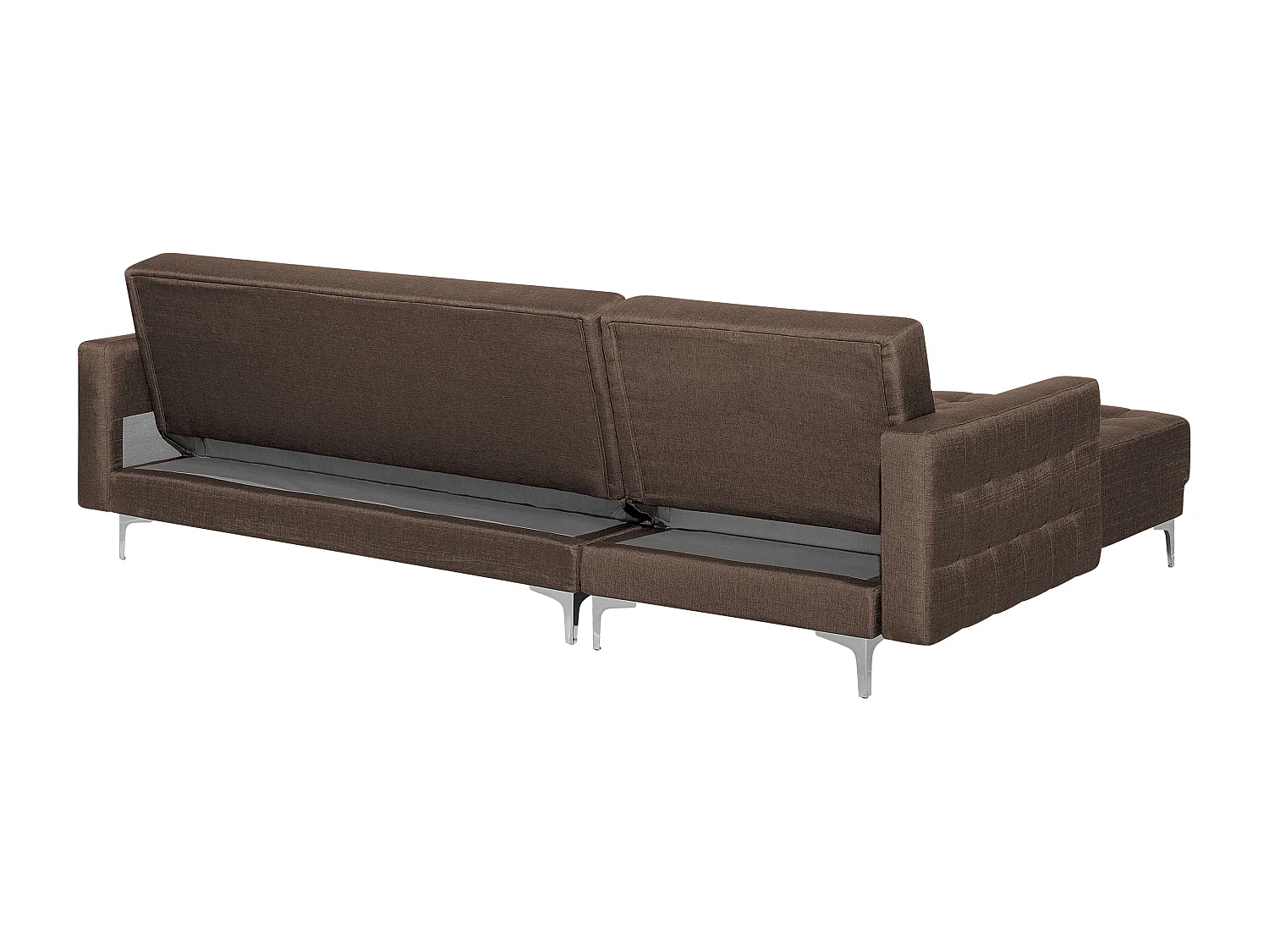 Canapé-lit d'angle modulable 4 places ABERDEEN Tissu Marron foncé avec ottoman Côté droit