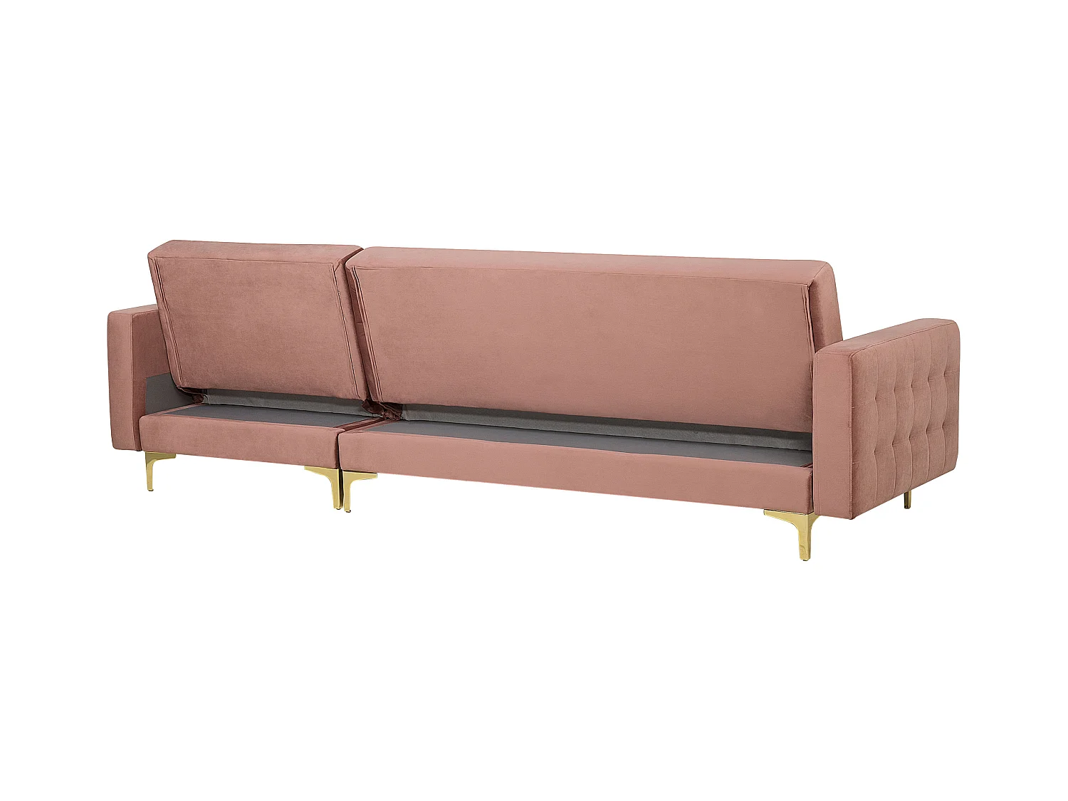 Canapé-lit d'angle modulable 4 places ABERDEEN Velours Rose avec ottoman Côté droite