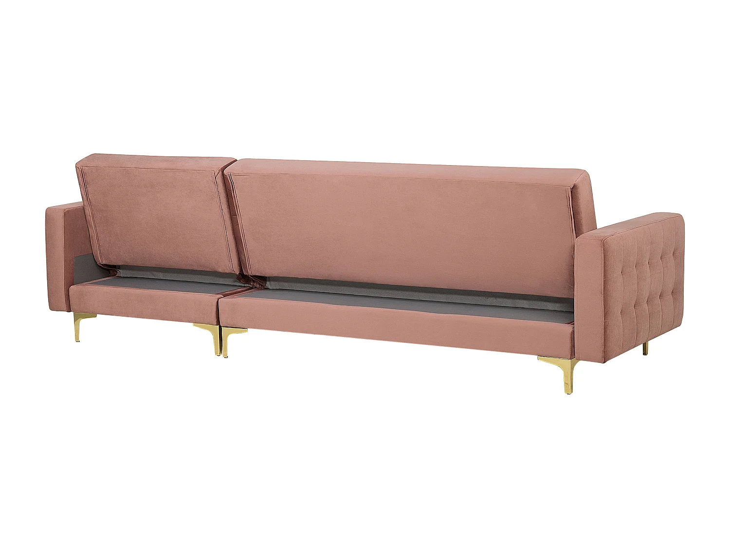 Canapé-lit d'angle modulable 4 places ABERDEEN Velours Rose avec ottoman Côté gauche