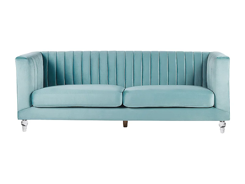 Sofa ARVIKA Samtstoff Hellblau 3-Sitzer