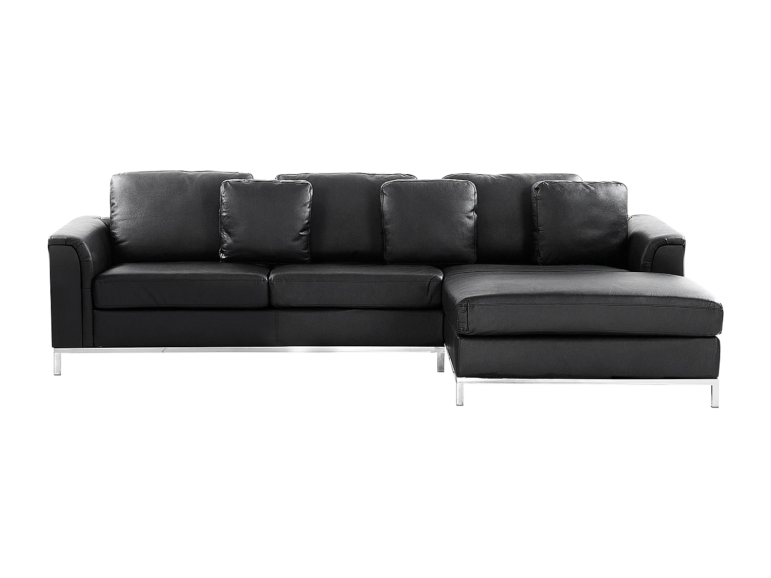 Sofá de canto OSLO Pele Preto 4 lugares à esquerda