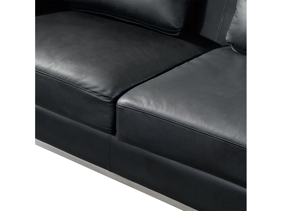 Sofá de canto OSLO Pele Preto 4 lugares à esquerda