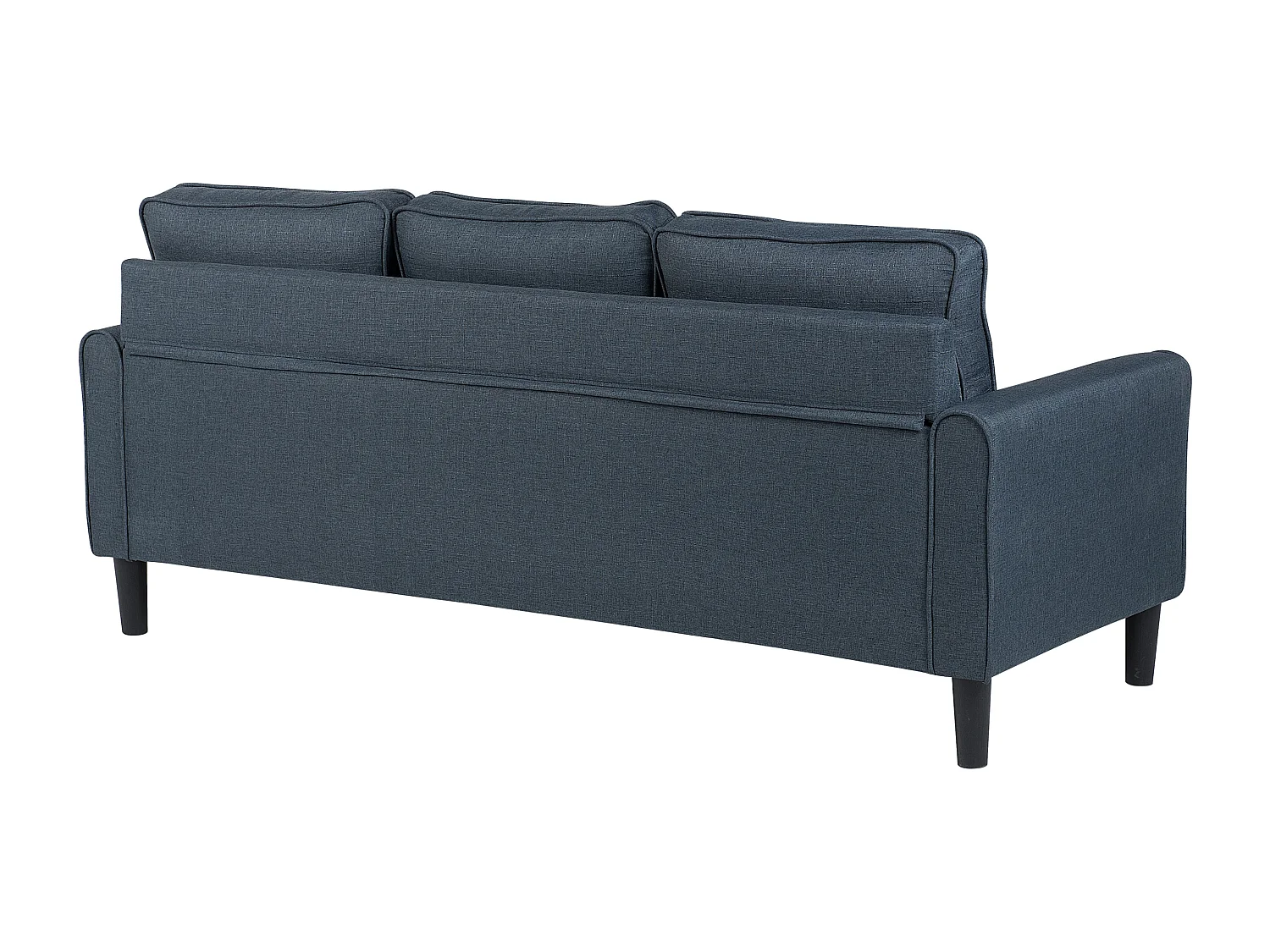 3-Sitzer Sofa Stoff dunkles Grau mit Ottomane Armlehnen schwarze Beine Avesta