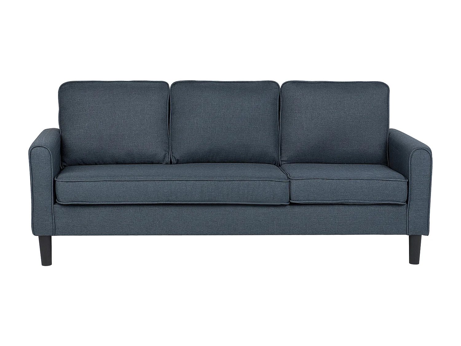 3-Sitzer Sofa Stoff dunkles Grau mit Ottomane Armlehnen schwarze Beine Avesta