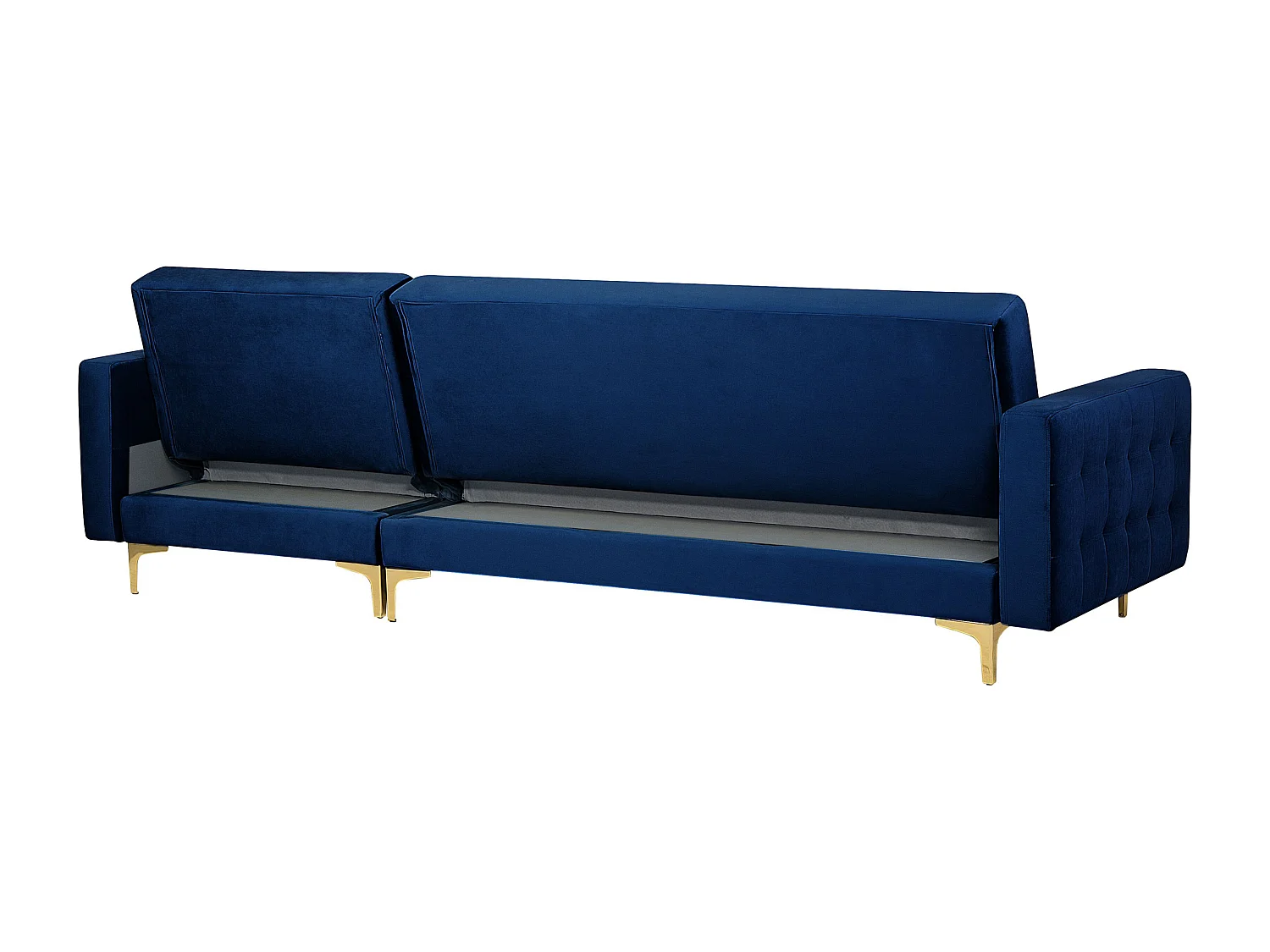 Canapé-lit d'angle modulable 4 places ABERDEEN Velours Bleu marine avec ottoman Côté droite