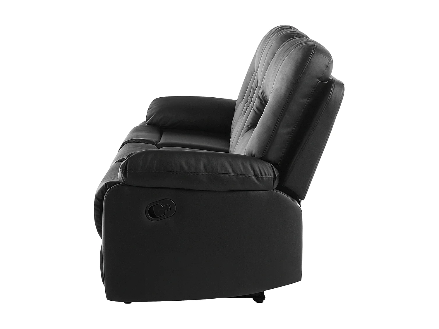 Sofa z manualną funkcją relaksu BERGEN Ekoskóra Czarny dla 3 osób