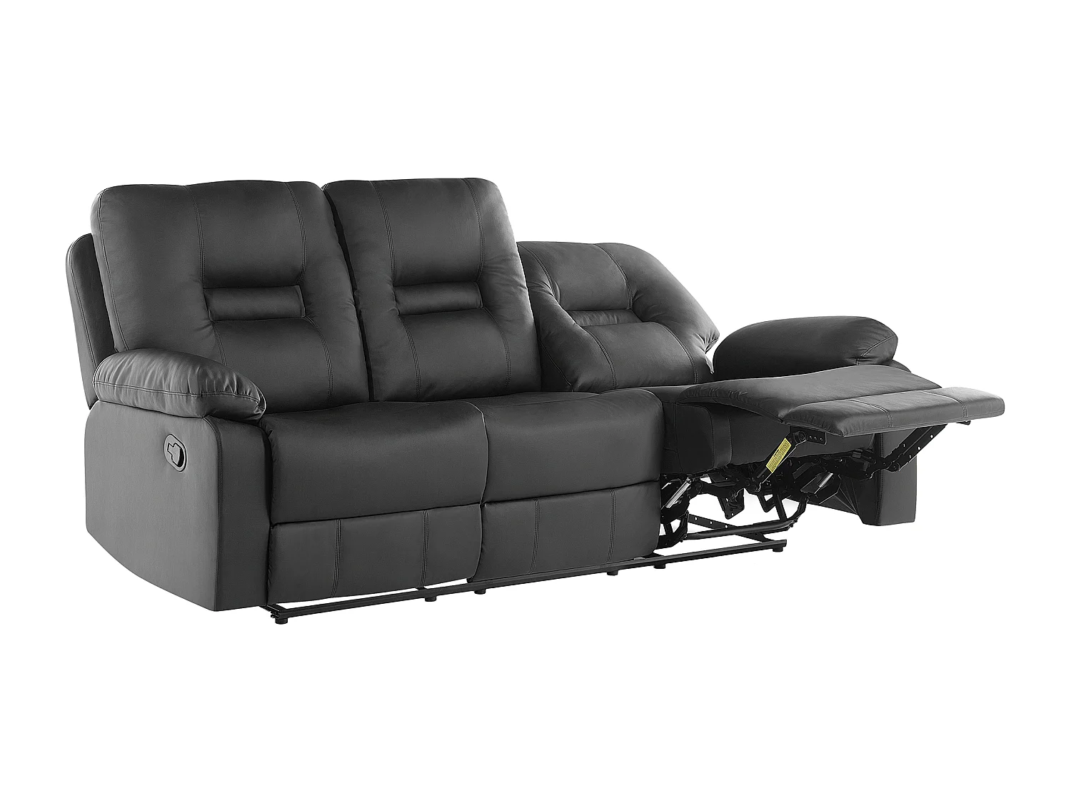 Canapé relax manuel 3 places BERGEN Cuir PU Noir