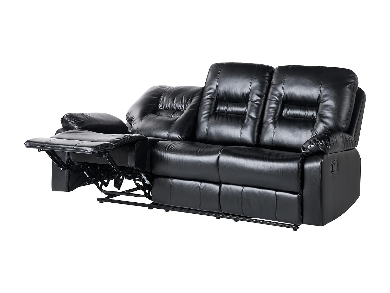 Canapé relax manuel 3 places BERGEN Cuir PU Noir