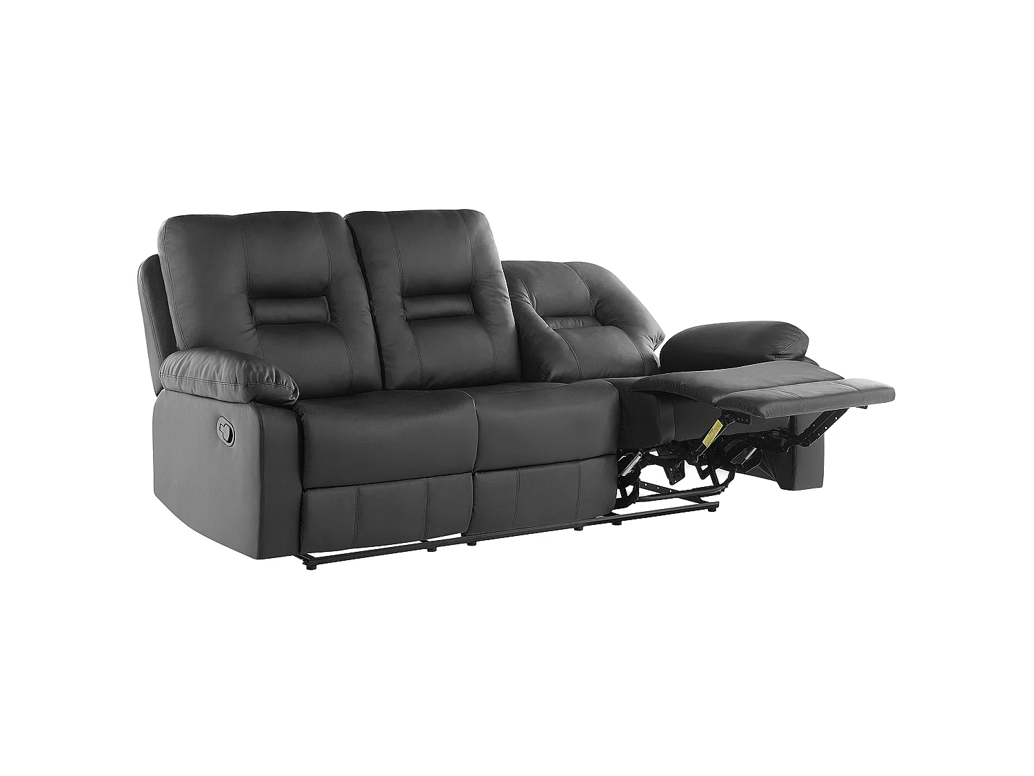Manual Recliner Sofa 3 Seater BERGEN Faux Leather Black