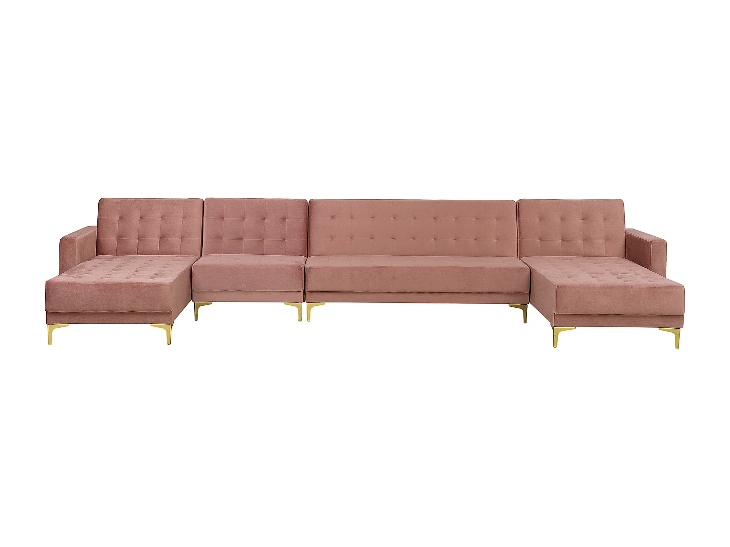 Sofá-cama modular em forma de U ABERDEEN Veludo Rosa 6 lugares