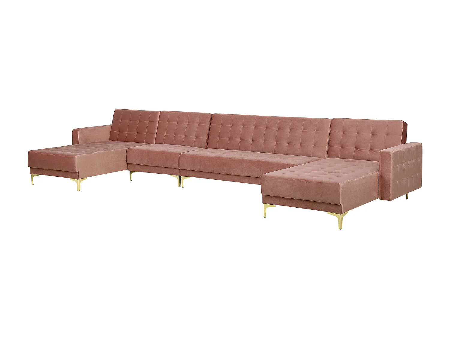 Sofá-cama modular em forma de U ABERDEEN Veludo Rosa 6 lugares