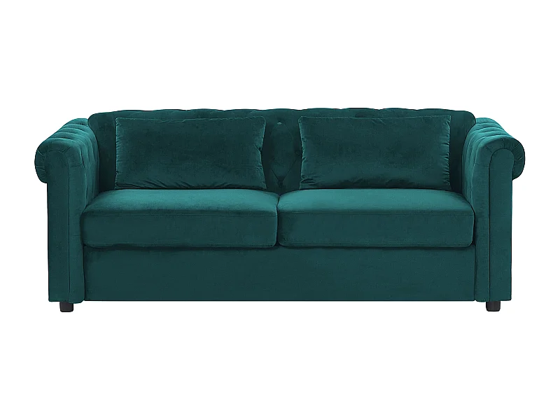Slaapbank CHESTERFIELD Fluweel Smaragdgroen 3-zitter