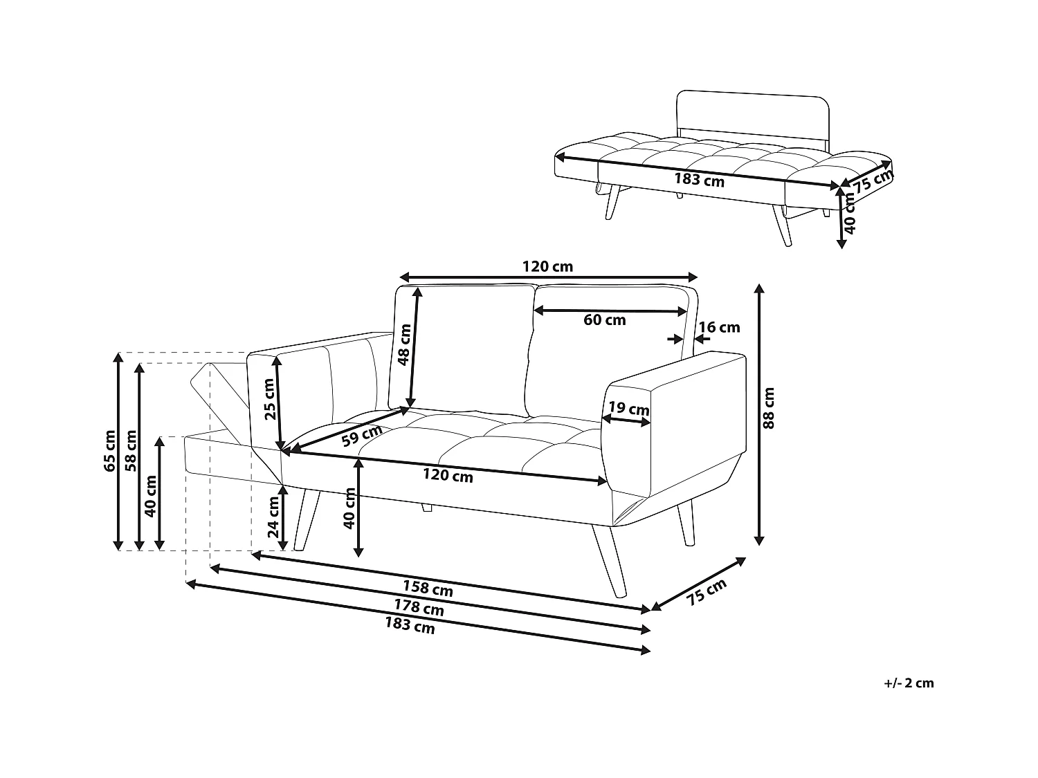 Schlafsofa BREKKE Stoff Marineblau 2-Sitzer