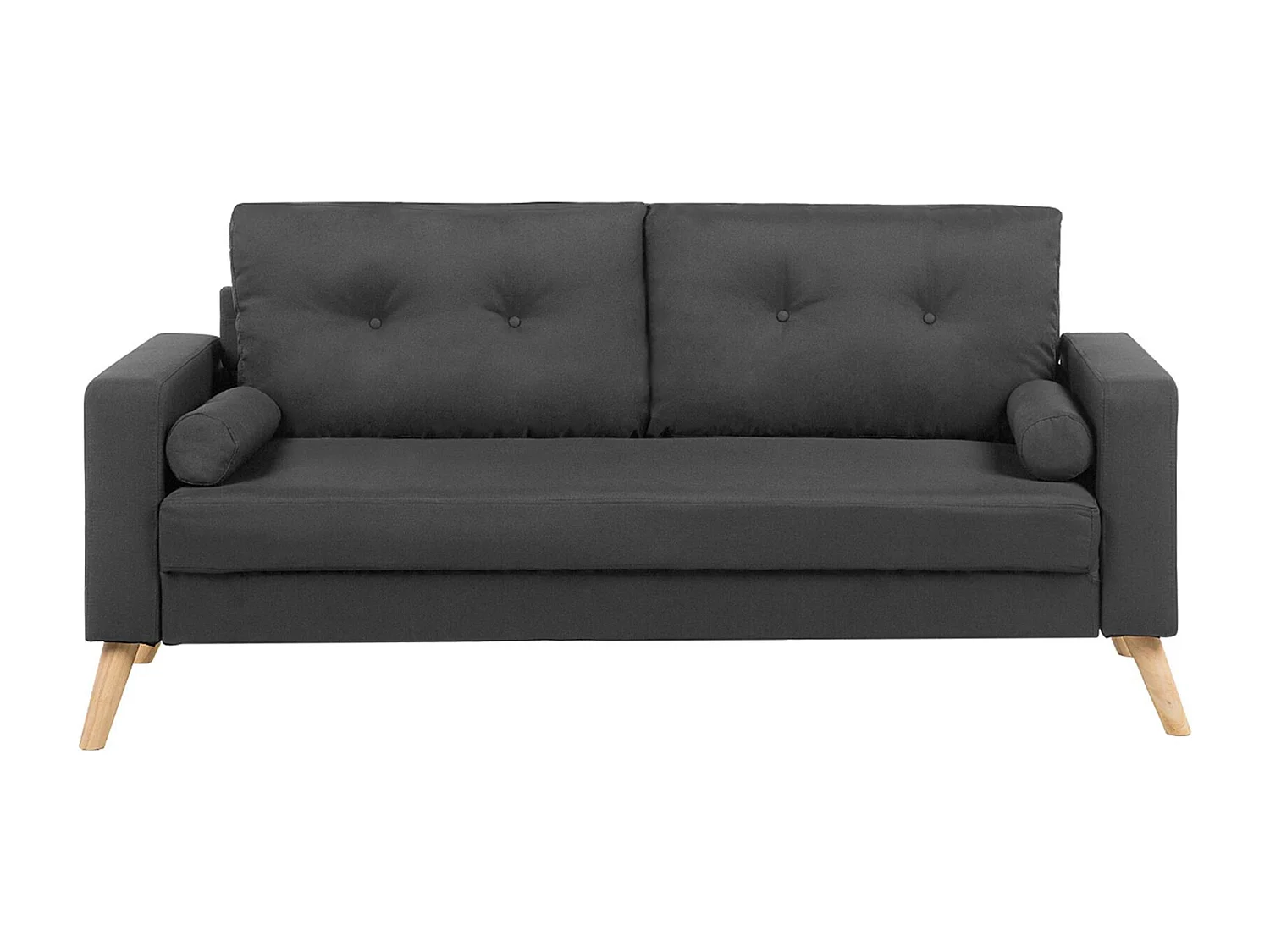 Modernes Sofa Dunkelgrau mit Zierkissen 2-Sitzer Retro Polsterbezug Kalmar