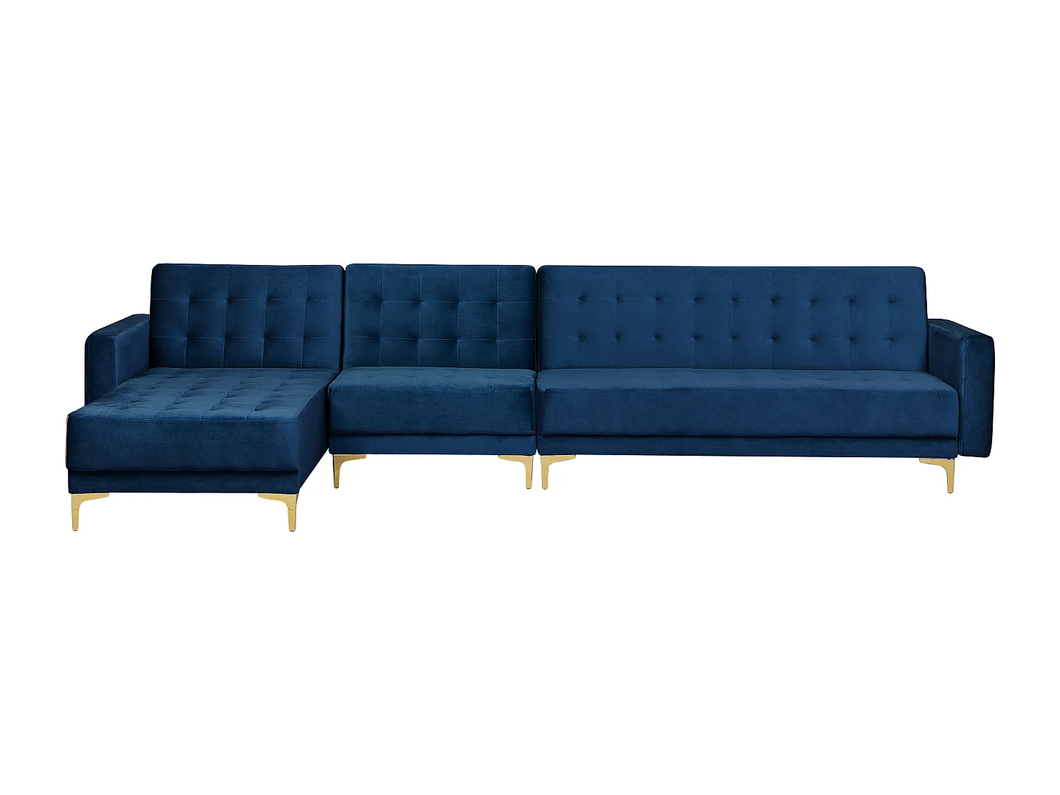 Modulaire hoekslaapbank ABERDEEN Fluweel Marineblauw 5-zitter Rechterzijde