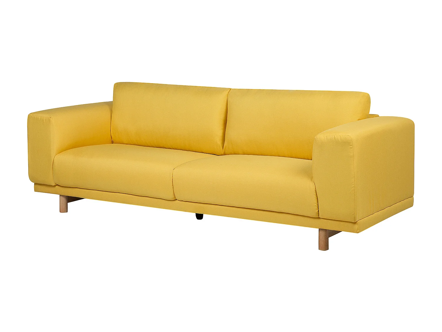 3-Sitzer Sofa Stoffbezug gelb mit Holzbeinen 220 cm lang Retro-Stil Nivala