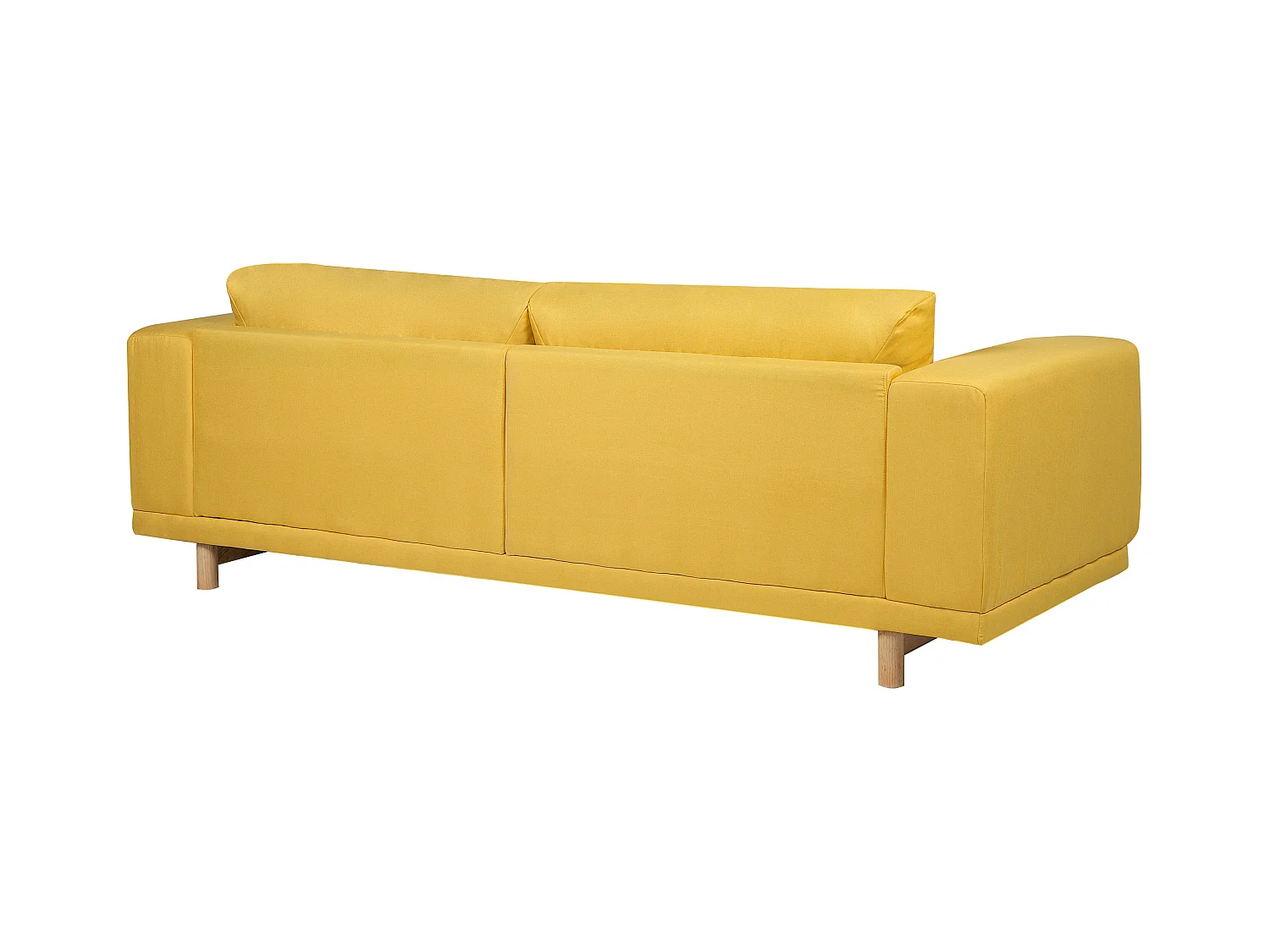 3-Sitzer Sofa Stoffbezug gelb mit Holzbeinen 220 cm lang Retro-Stil Nivala