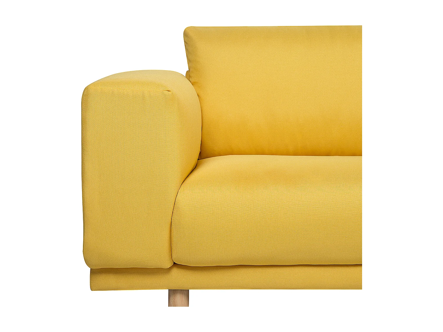 3-Sitzer Sofa Stoffbezug gelb mit Holzbeinen 220 cm lang Retro-Stil Nivala