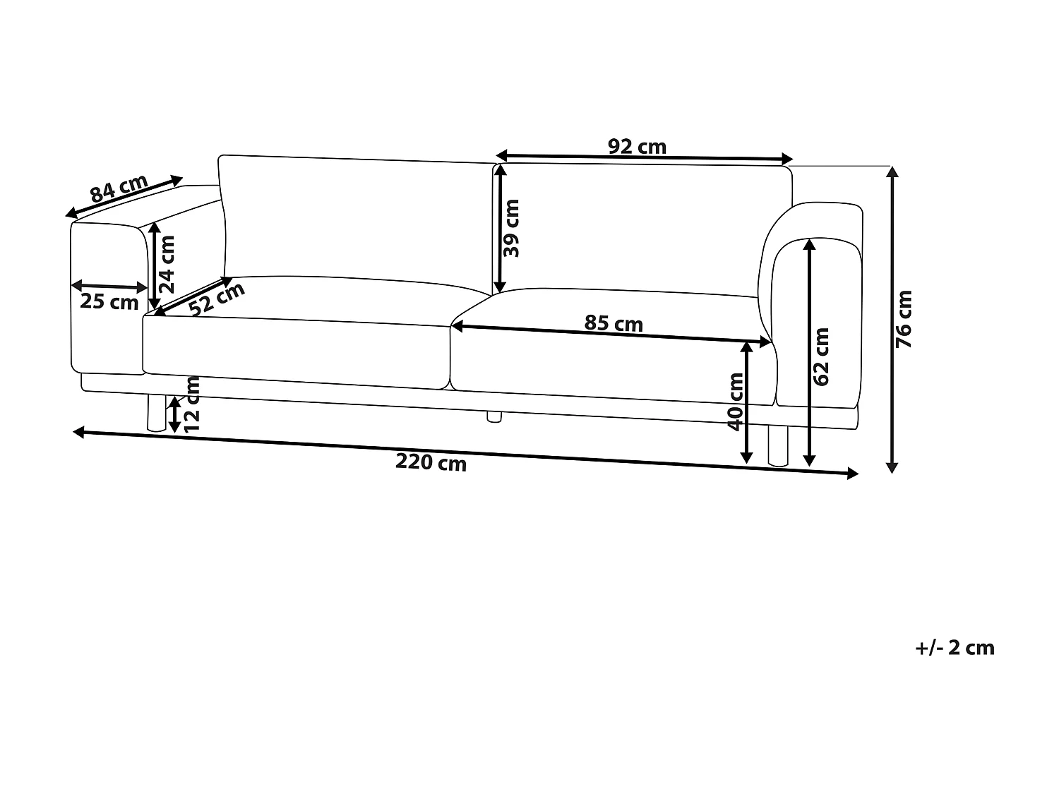 Divano NIVALA Tessuto Giallo 3 posti