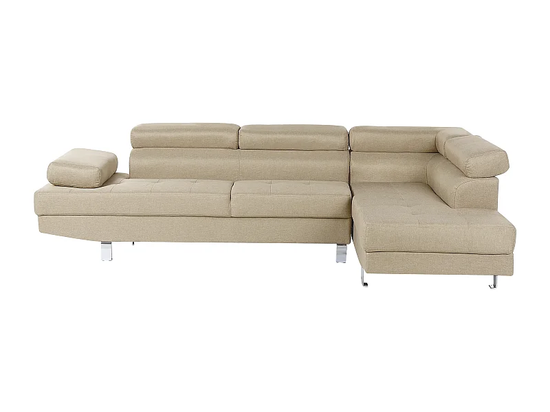Ecksofa NORREA Stoff Hellbeige 5-Sitzer linksseitig