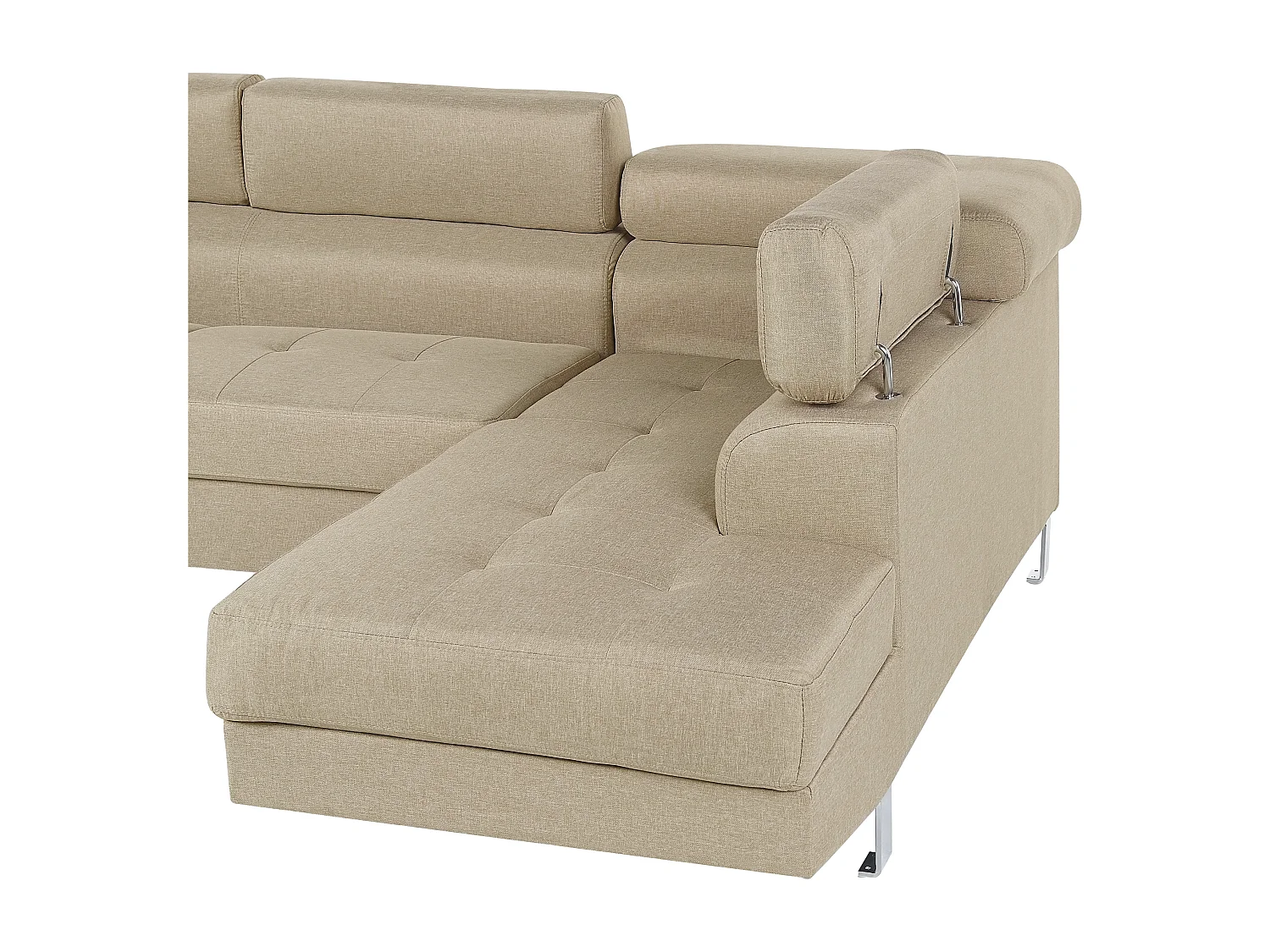 Ecksofa NORREA Stoff Hellbeige 5-Sitzer linksseitig