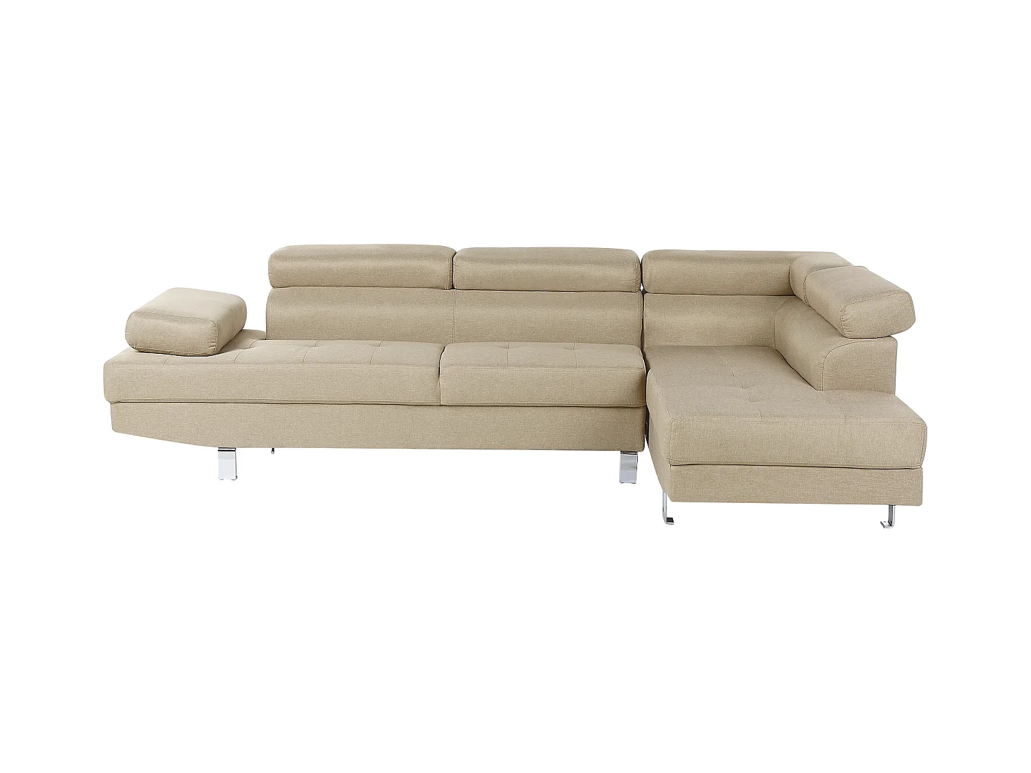 Canapé d'Angle à droite 5 Places en Tissu Rembourré Beige Clair Norrea