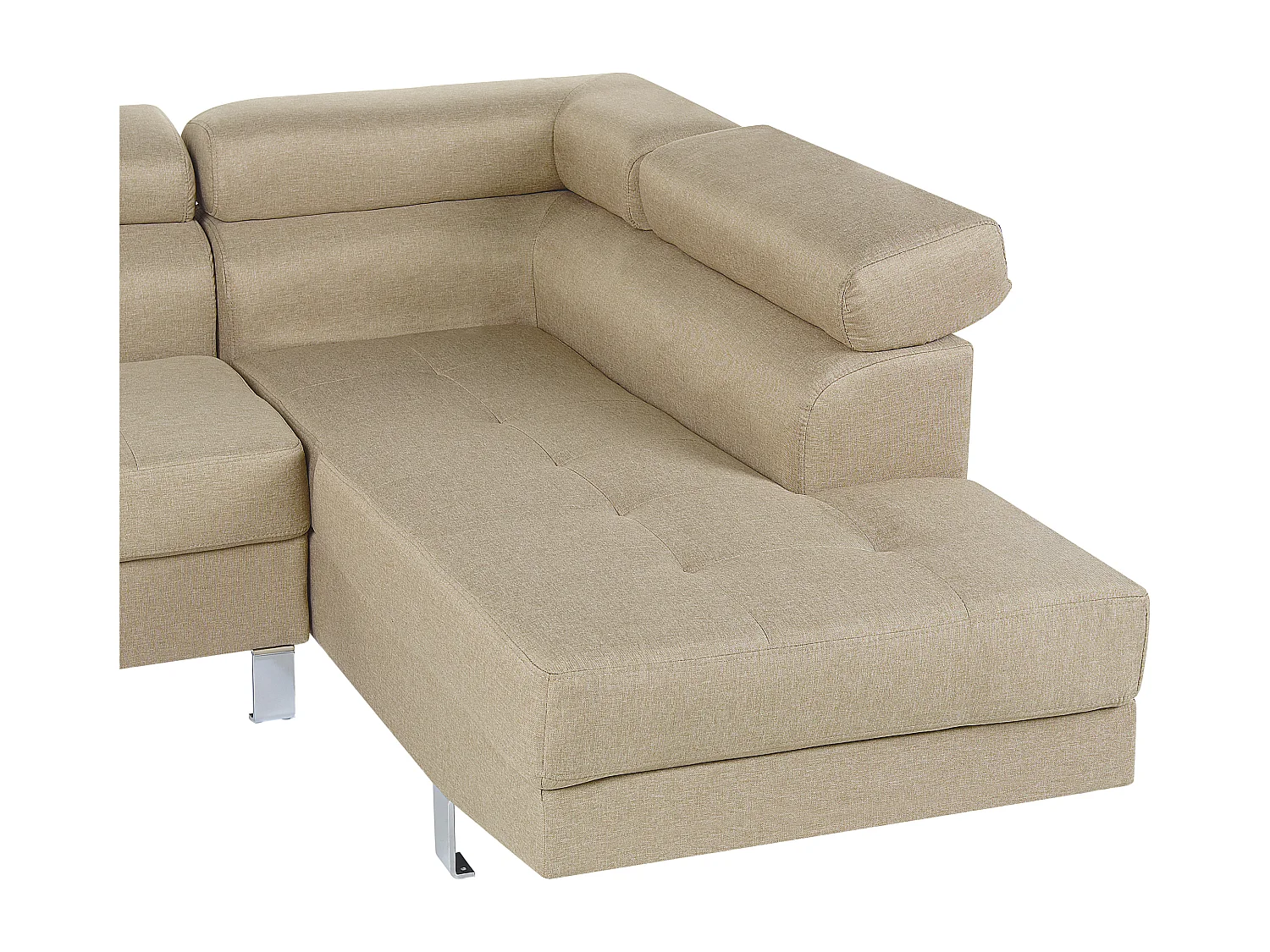 Canapé d\'Angle à droite 5 Places en Tissu Rembourré Beige Clair Norrea