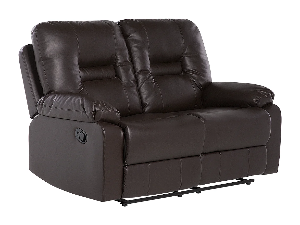 Handmatig verstelbare bank BERGEN Kunstleer Bruin 2-zitter