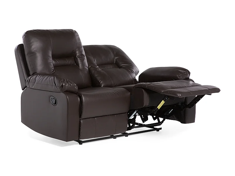 Handmatig verstelbare bank BERGEN Kunstleer Bruin 2-zitter