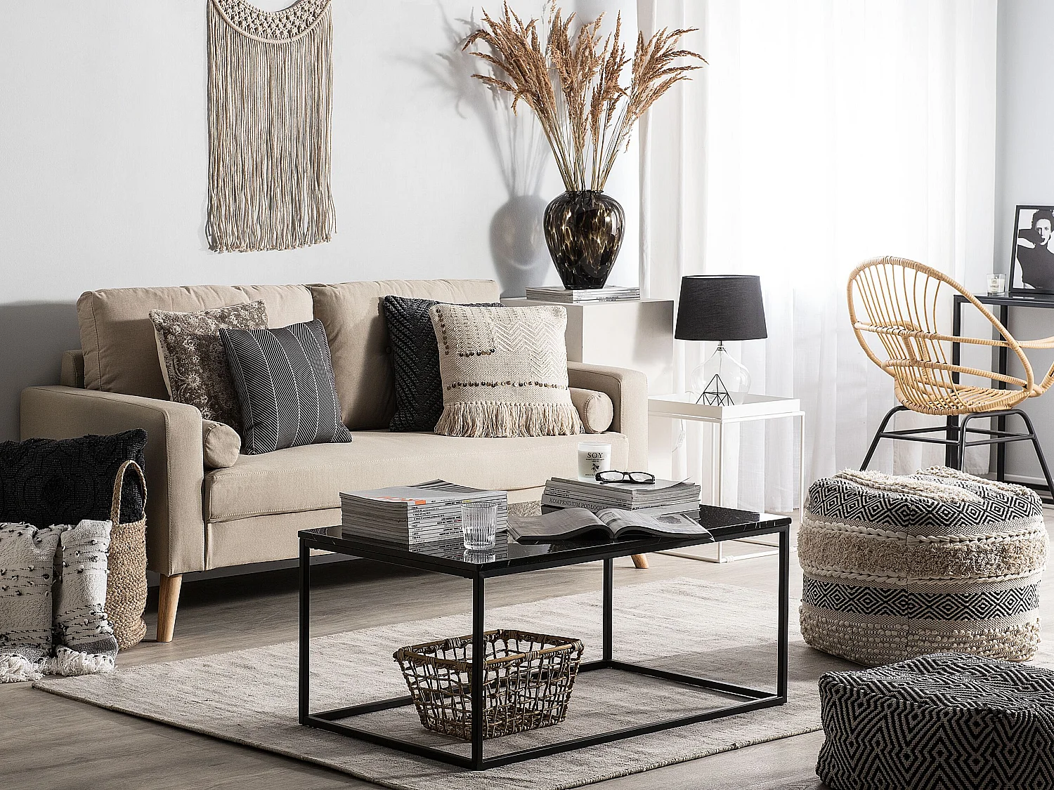 Canapé KALMAR Tissu Beige clair 2 places